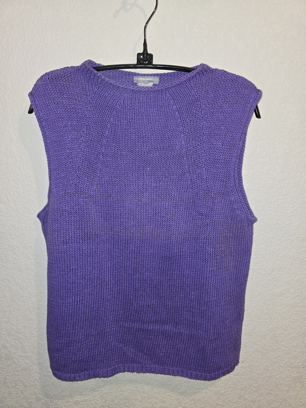 Vintage Pierre Cardin Options Women's XL Purple Knit Cap Sleeve Sweater Tank Top